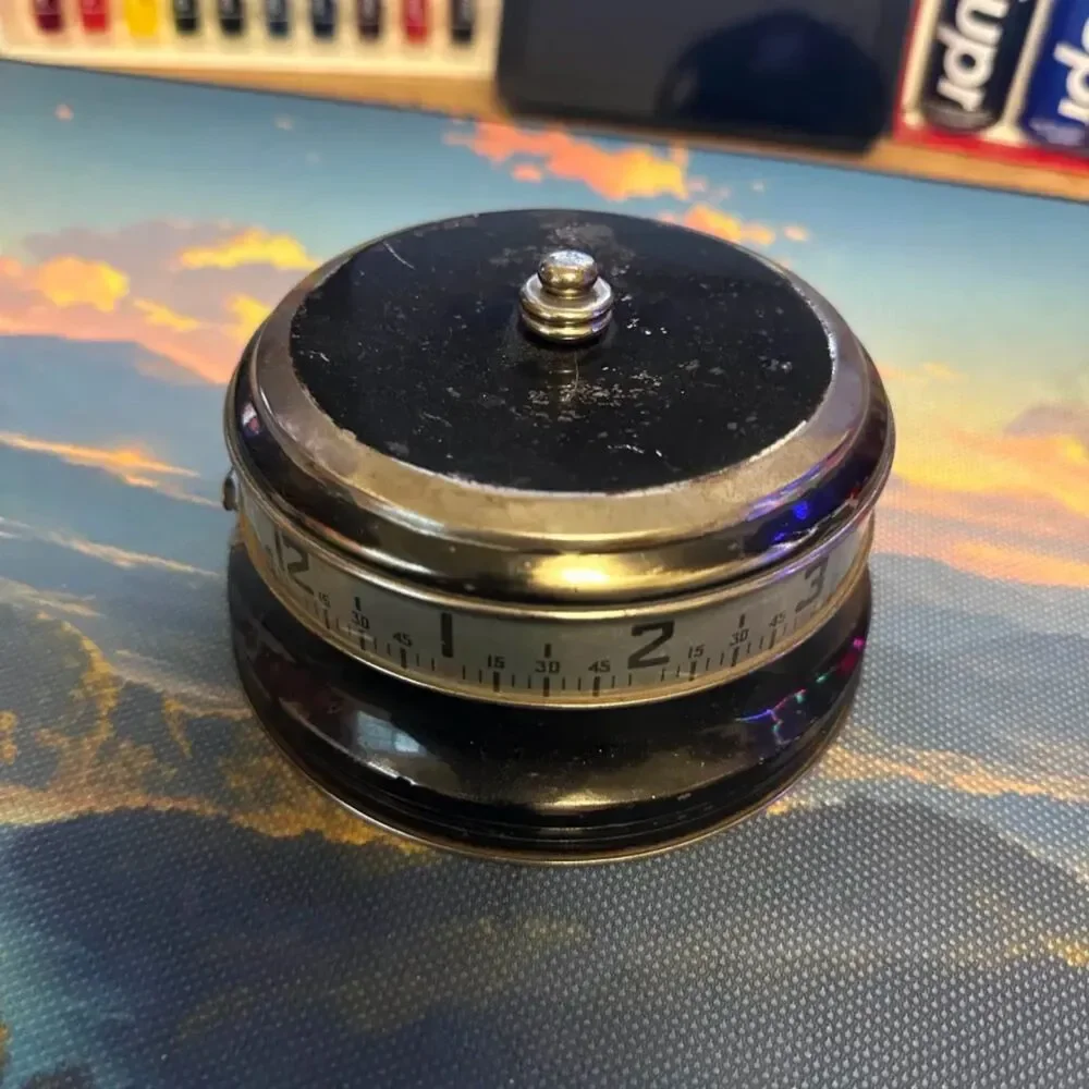 Vintage Made In Usa Wind Up Lux Tape Measure Rotary Clock Working